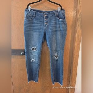 Ariya Distressed Ankle Jeans in Blue